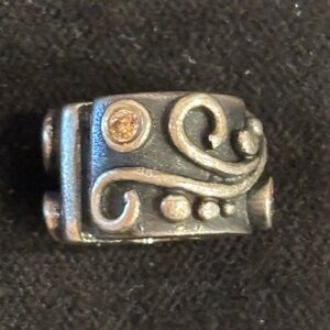 Pandora 925 Artisan Silver-Tone Scroll Accent clip Bead for Pandora bracelets